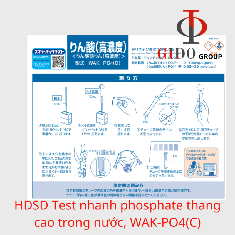 Test nhanh Phosphate thang cao trong nước WAK-PO4(C)