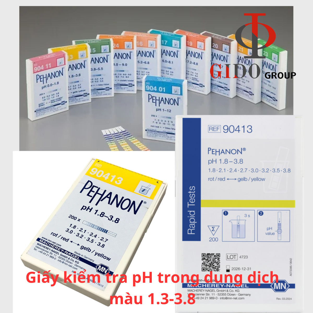 Giấy kiểm tra pH trong dung dịch màu 1.3-3.8