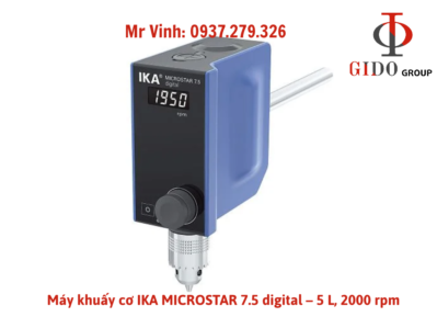 IKA MICROSTAR 7.5 digital là máy khuấy cơ điện tử nhỏ gọn dành cho các ứng dụng khuấy mẫu trong phòng thí nghiệm