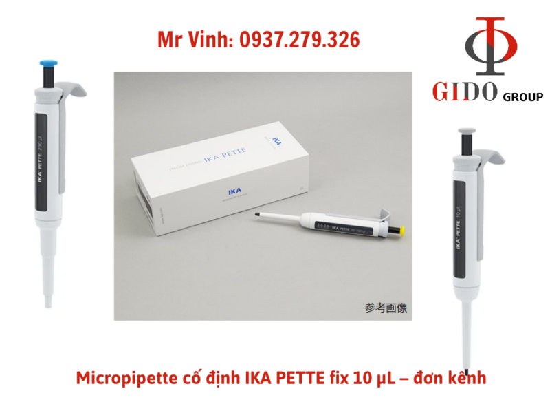 IKA PETTE fix 10 µL là micropipette cơ học đơn kênh có thể tích cố định 10 µL, dùng cho các thao tác hút và phân phối mẫu lặp lại với cùng một thể tích.